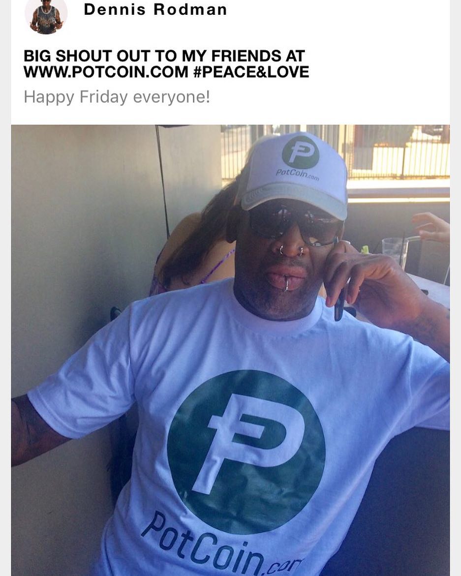 Dennis Rodman with PotCoin swag